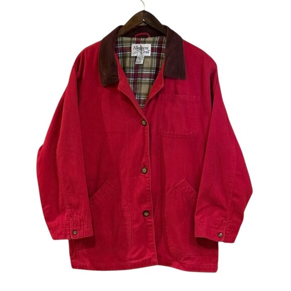 Alleghany Trail Vintage Women's Twill Chore Coat Red Pockets Jacket Size Large - Picture 8 of 8